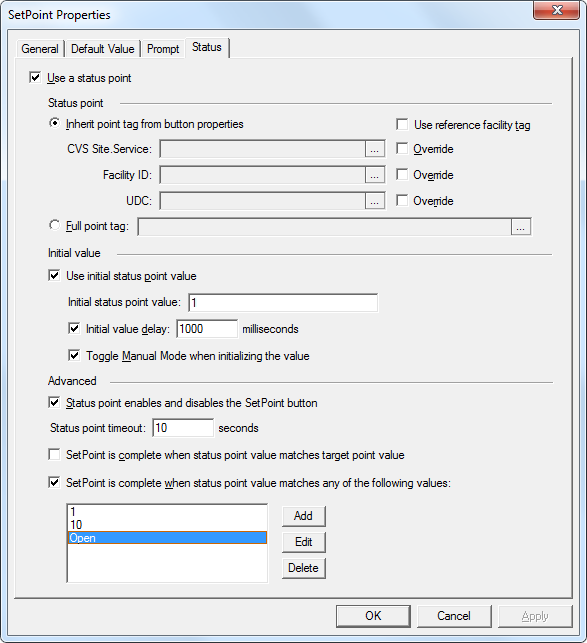 SetPoint Button - Status Page SetPoint Button - Status Page